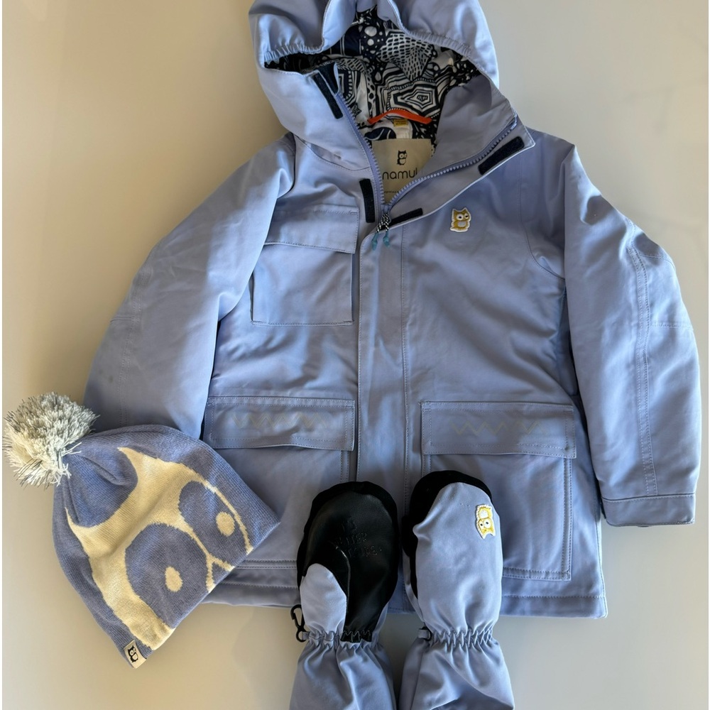 Namuk Mission Kids Ski Jacket, Hat & Ski Mitts (Swiss size 122, US 6-7)
